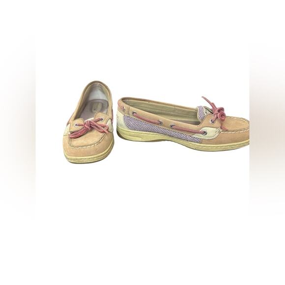 1Sperrys Women’s Tan Brown Suede Lace Up Loafers Size 7.5 Slip On Round Toe - Picture 2 of 6